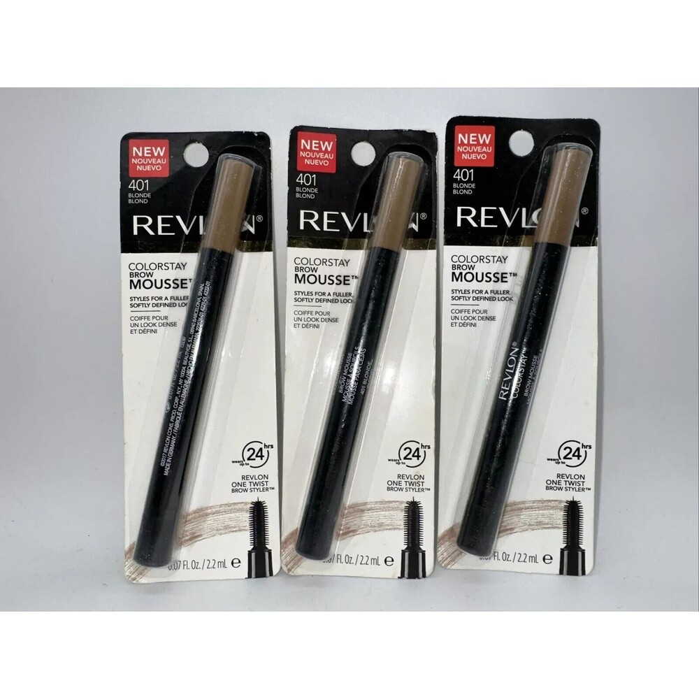 LOT OF‎ 3 REVLON COLORSTAY BROW MOUSSE 404 DARK BROWN 0.07oz EACH NIP